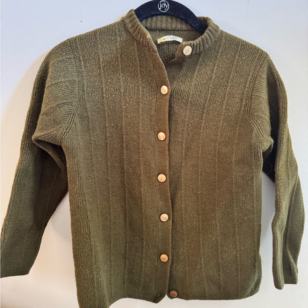 Olive Green Button-Up Women's Sweater